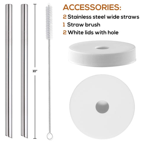 AOZITA wide stainless steel straws for thick smoothies and bubble tea.