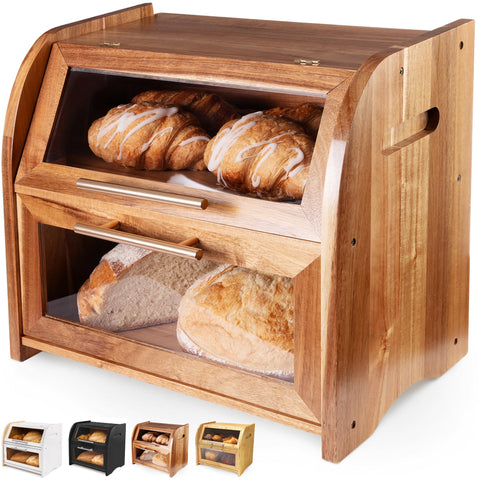 Apace Living Arise bread box two compartments with clear windows for easy viewing and access