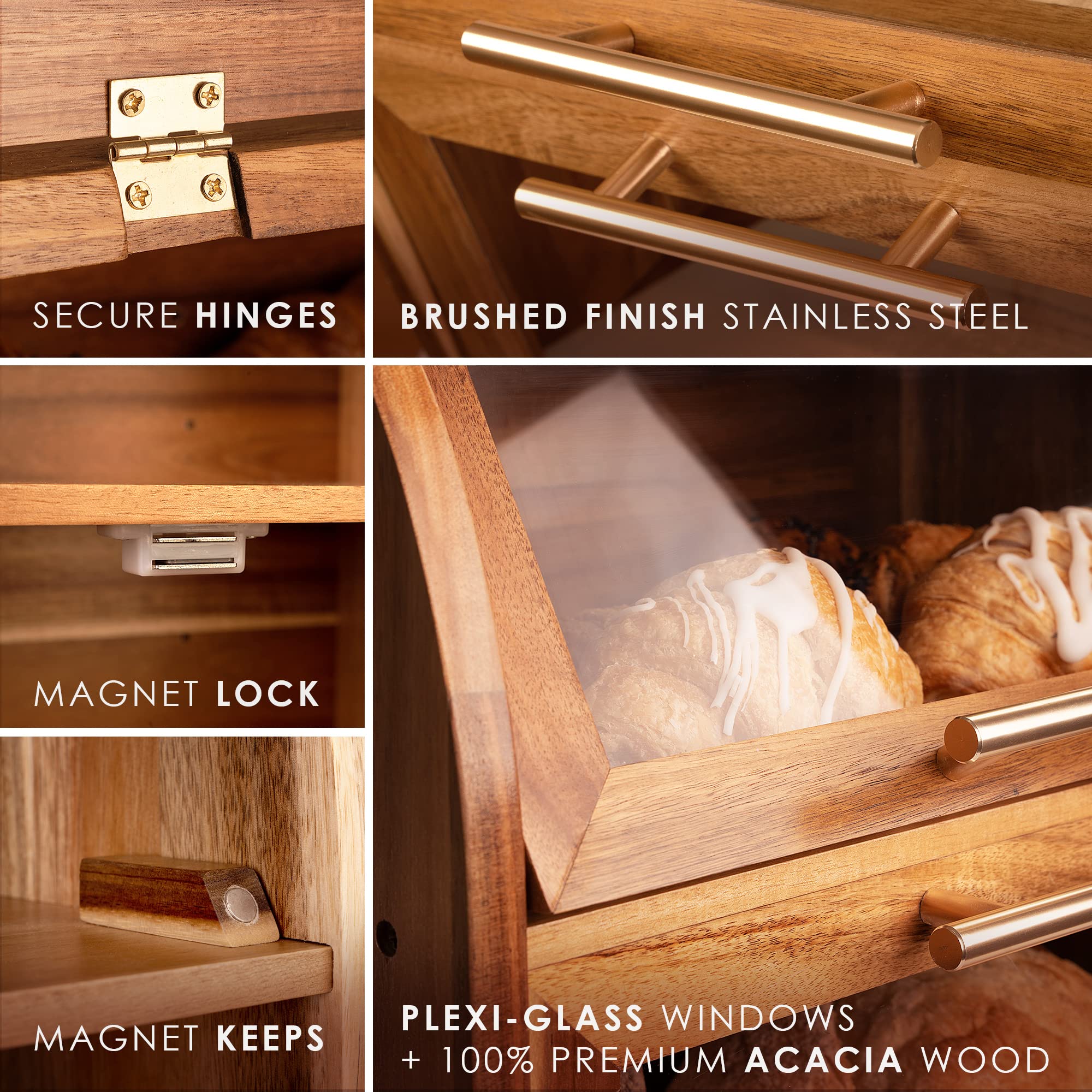 Apace Living Arise bread box with clear windows displaying loaf visibility