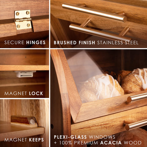 Apace Living Arise bread box with clear windows displaying loaf visibility