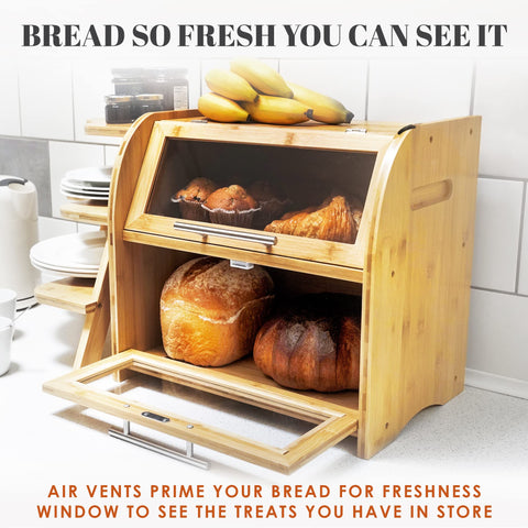 Apace Living Arise side handles bamboo bread box for easy moving during cleaning