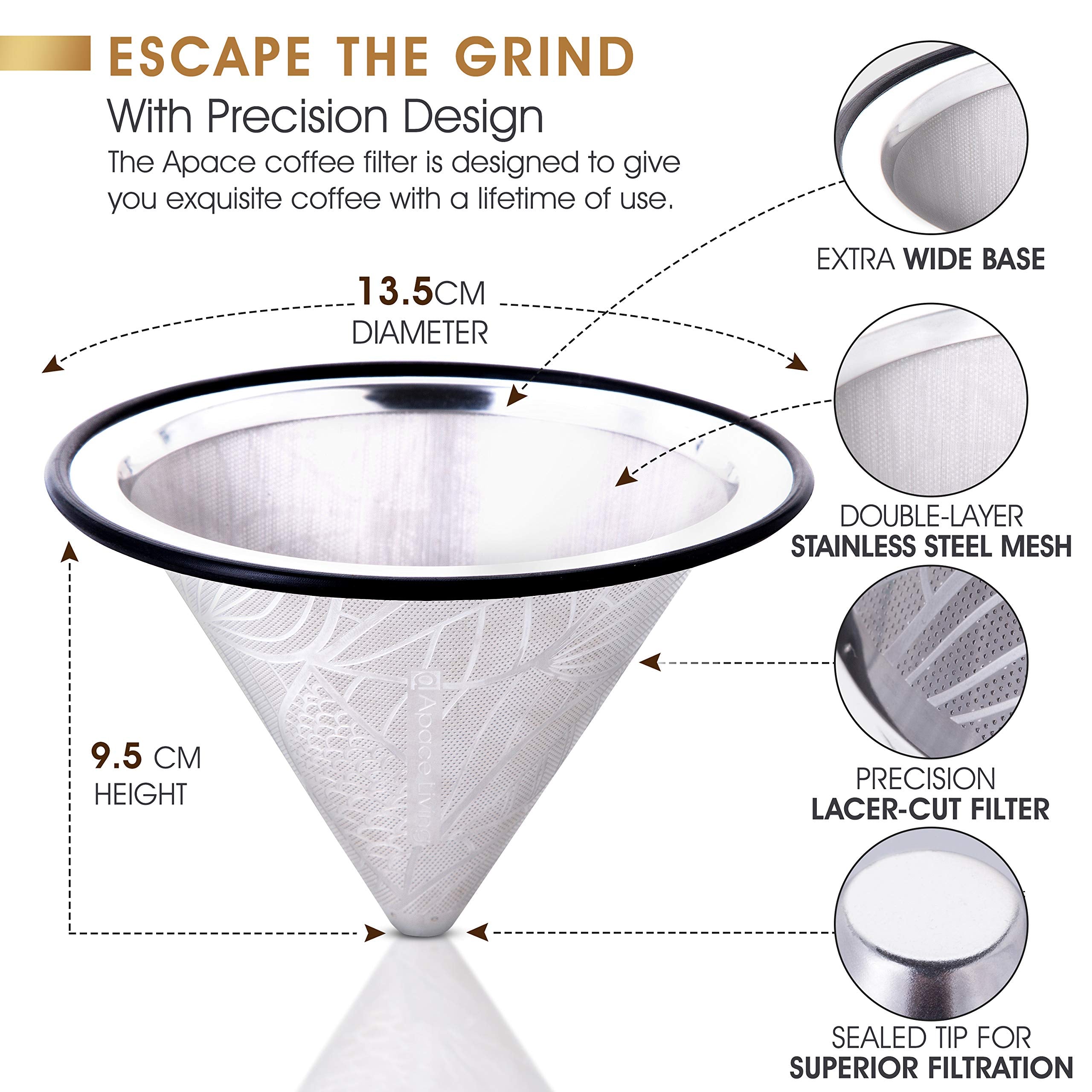 Apace Living Hario V60-compatible filter designed for versatile coffee setups