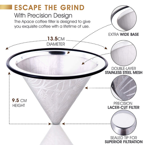 Apace Living Hario V60-compatible filter designed for versatile coffee setups