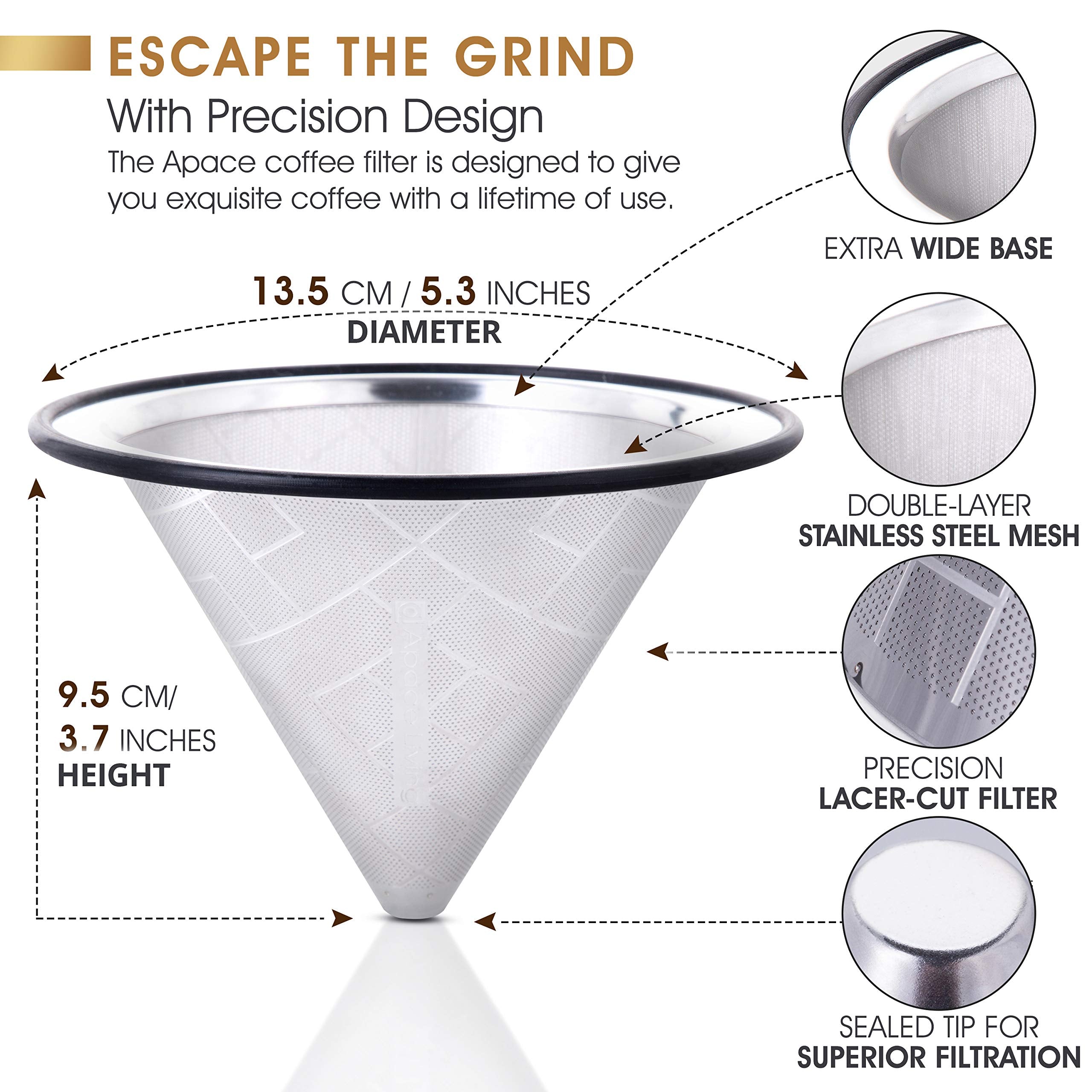 Apace Living sealed-tip filter for full flavor extraction without clogging.