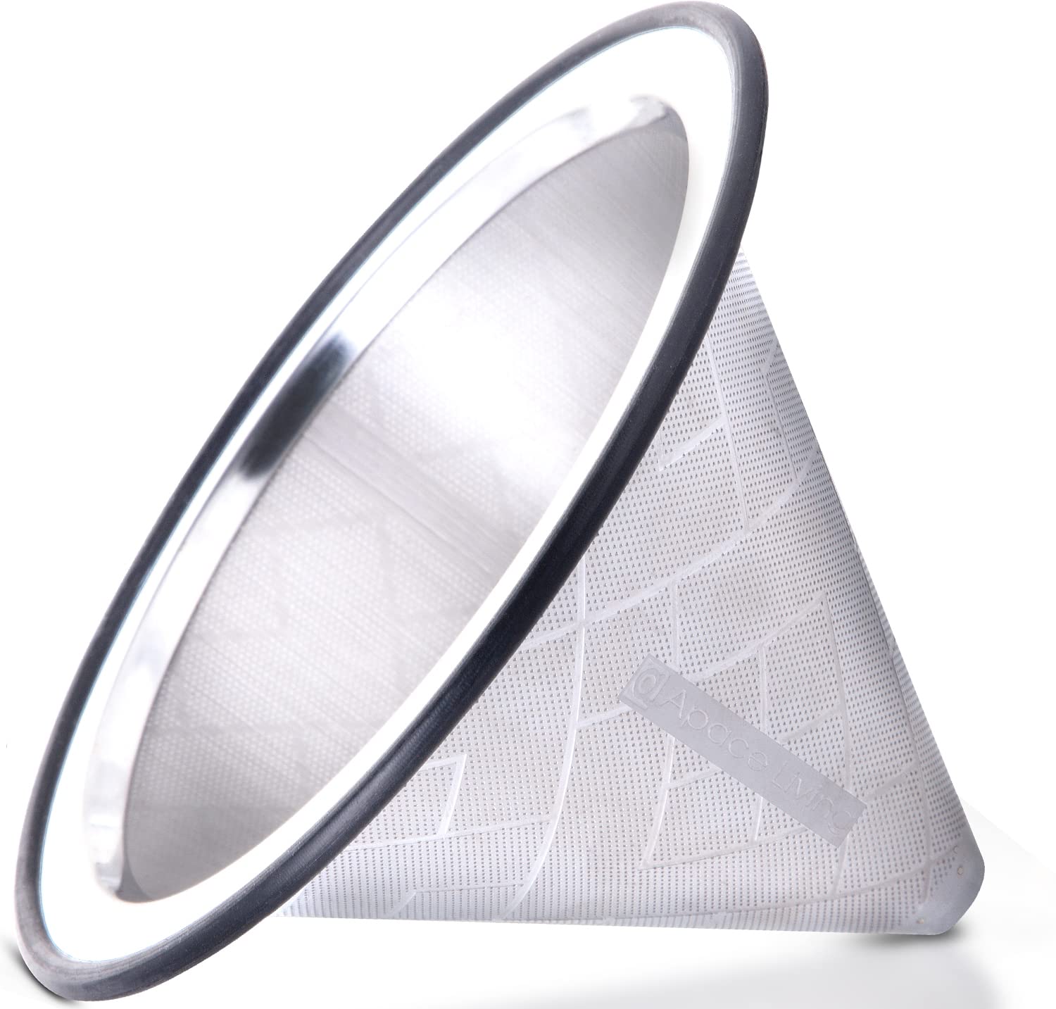 Apace Living stainless steel pour-over dripper with a wide base for even extraction.