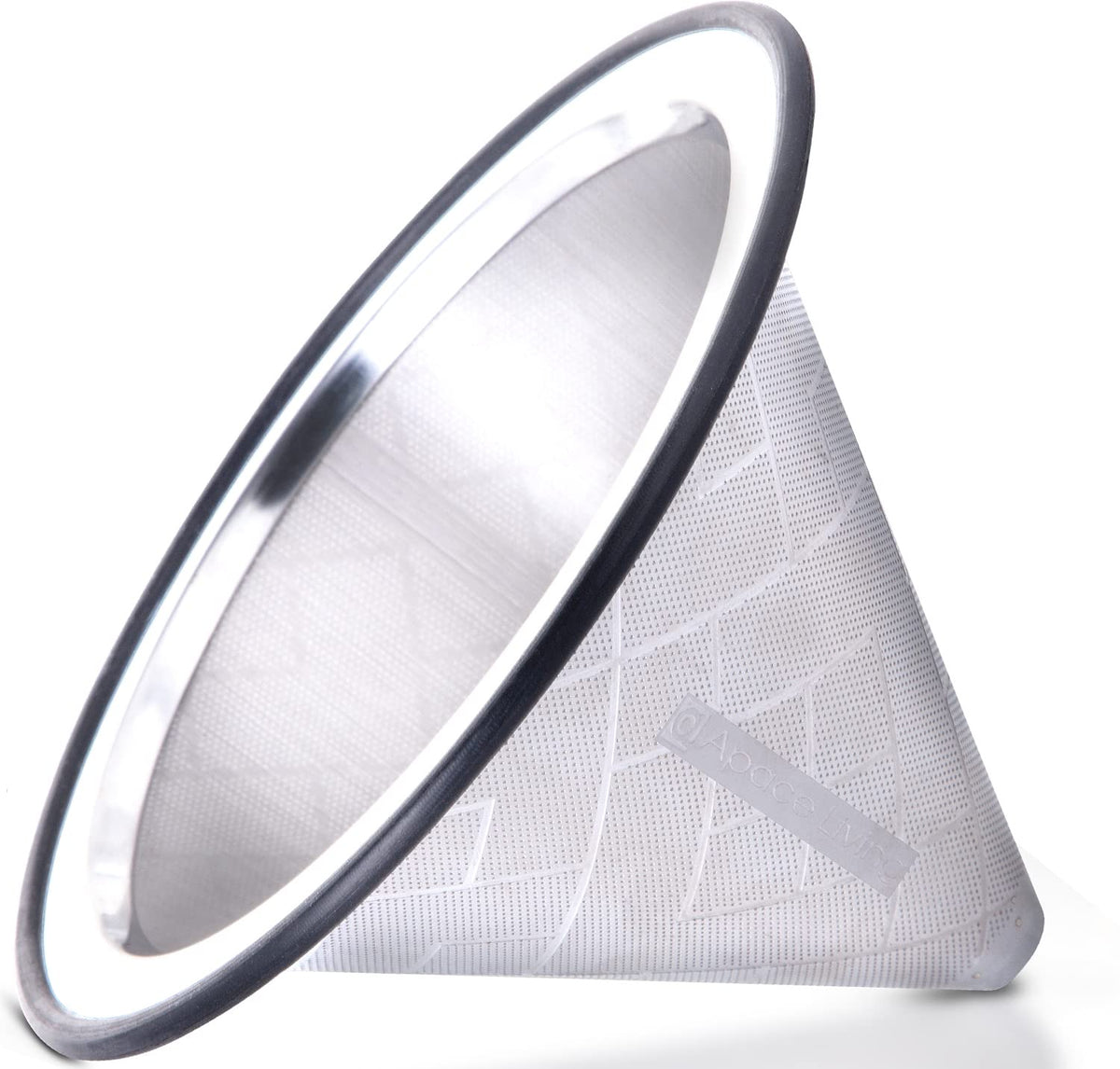 Apace Living stainless steel pour-over dripper with a wide base for even extraction.