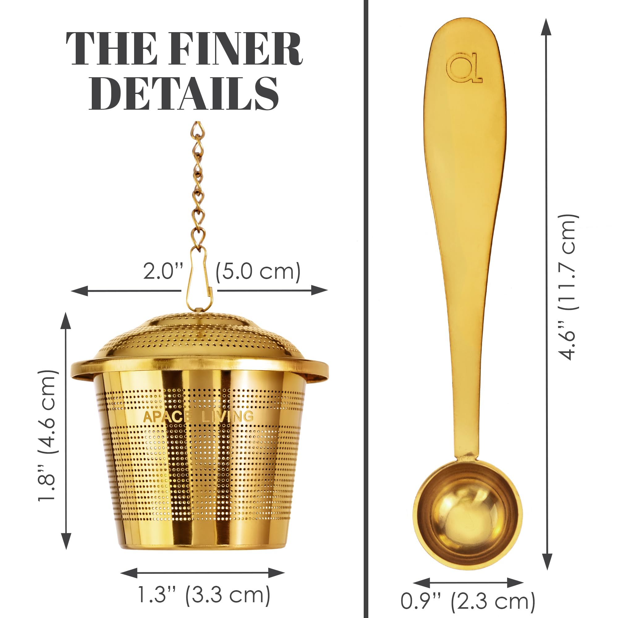 Apace Living stainless steel tea infuser resists rust and wear.