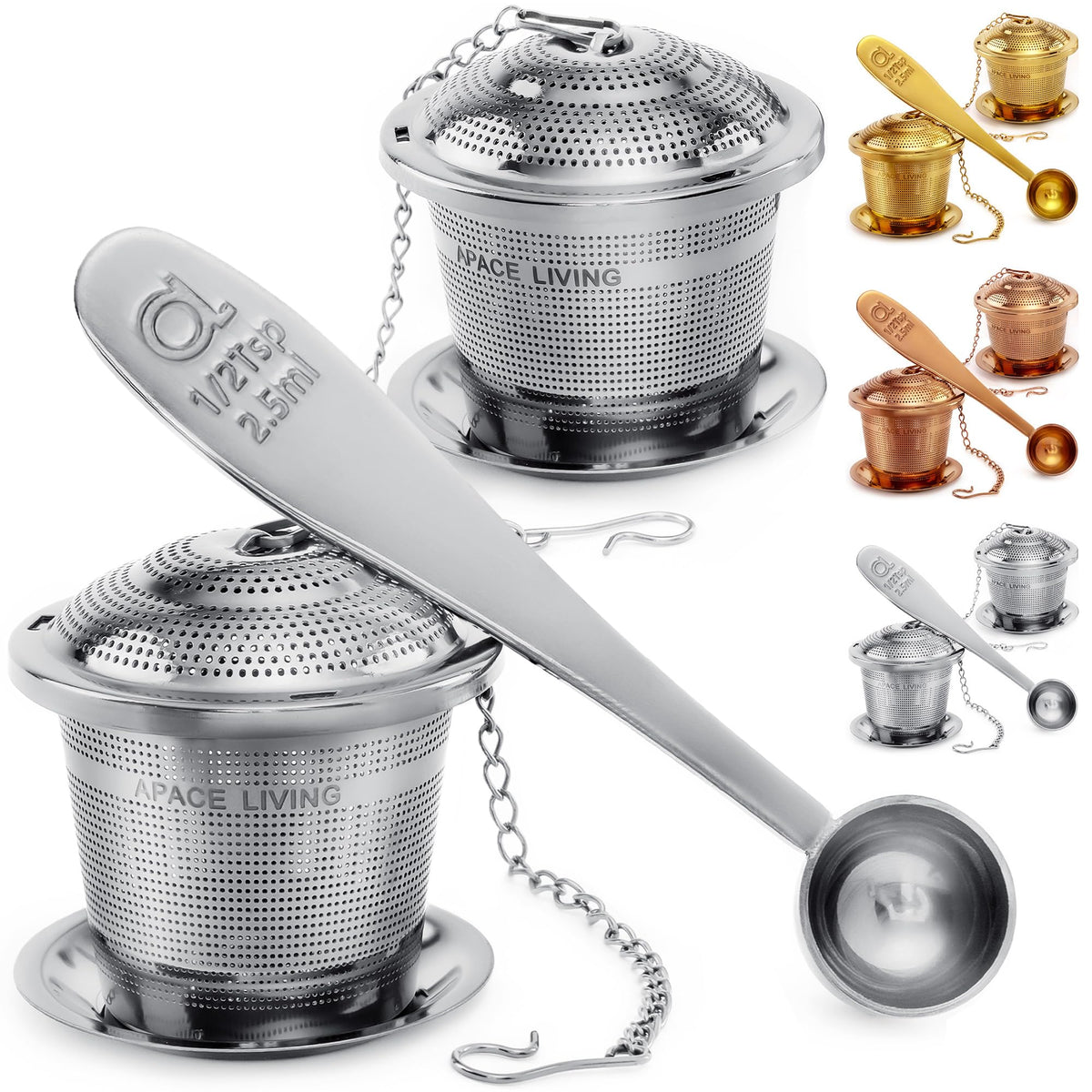 Apace Living tea infuser set 2 with ultra-fine mesh for rich aroma.