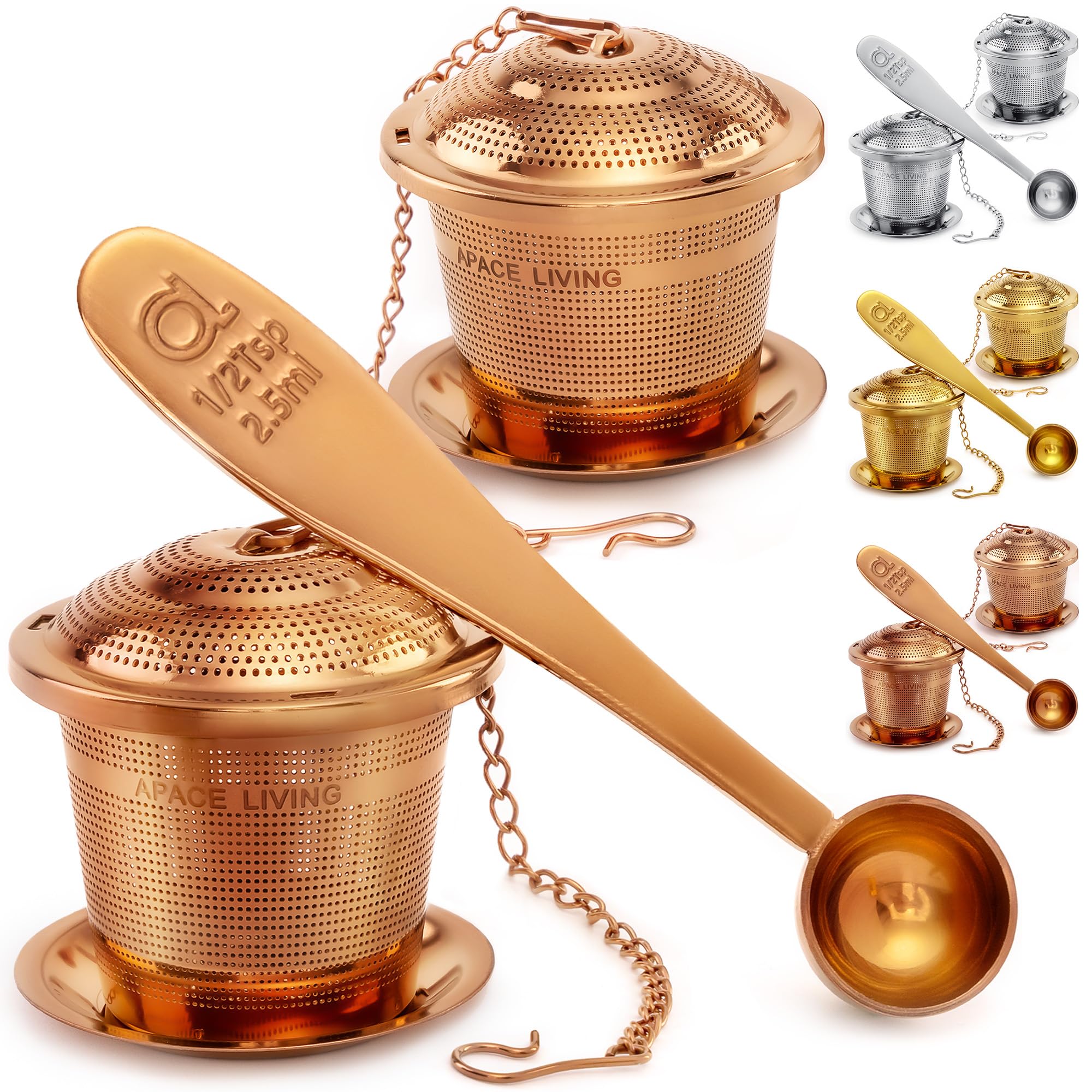 Apace Living tea infuser set with two baskets for versatile brewing and sharing.