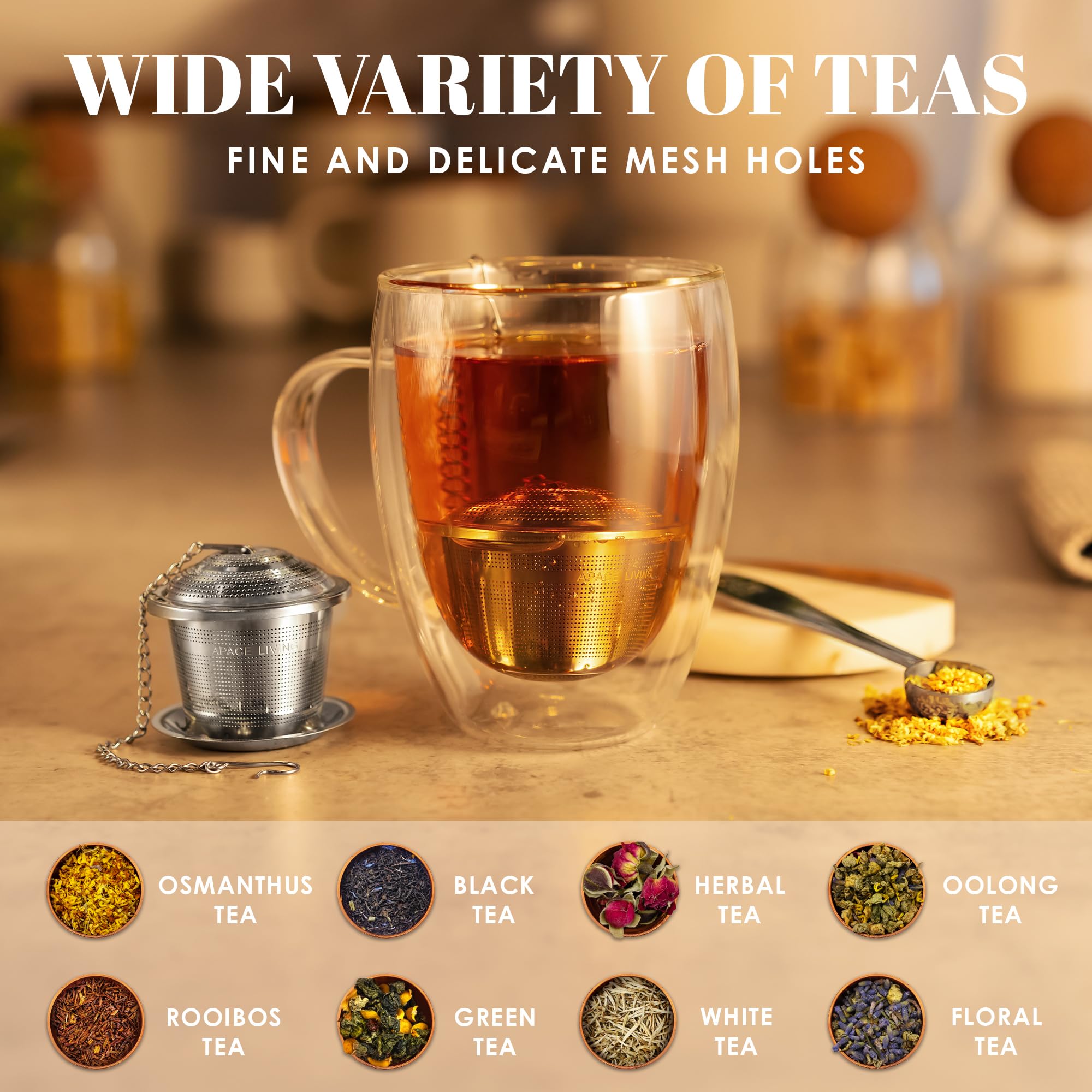 Apace Living tea scoop included for precise, mess-free portioning.