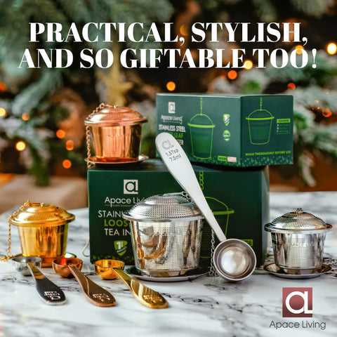 Apace Living tea scoop included for precise measuring.