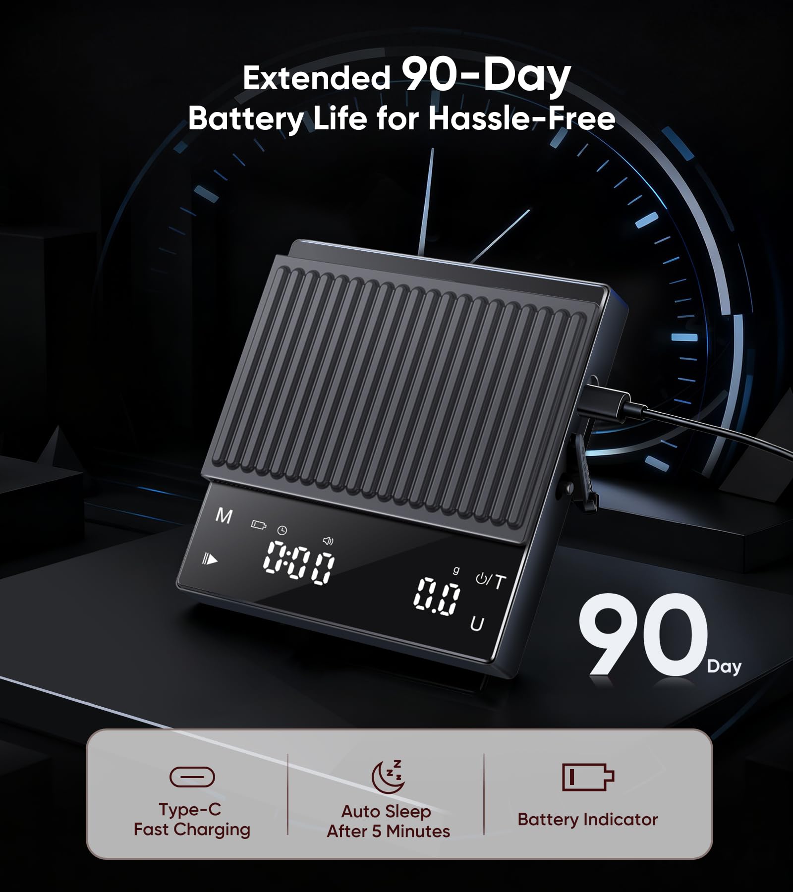 ApeWeghr Long Battery Life up to 90 days on a single charge.