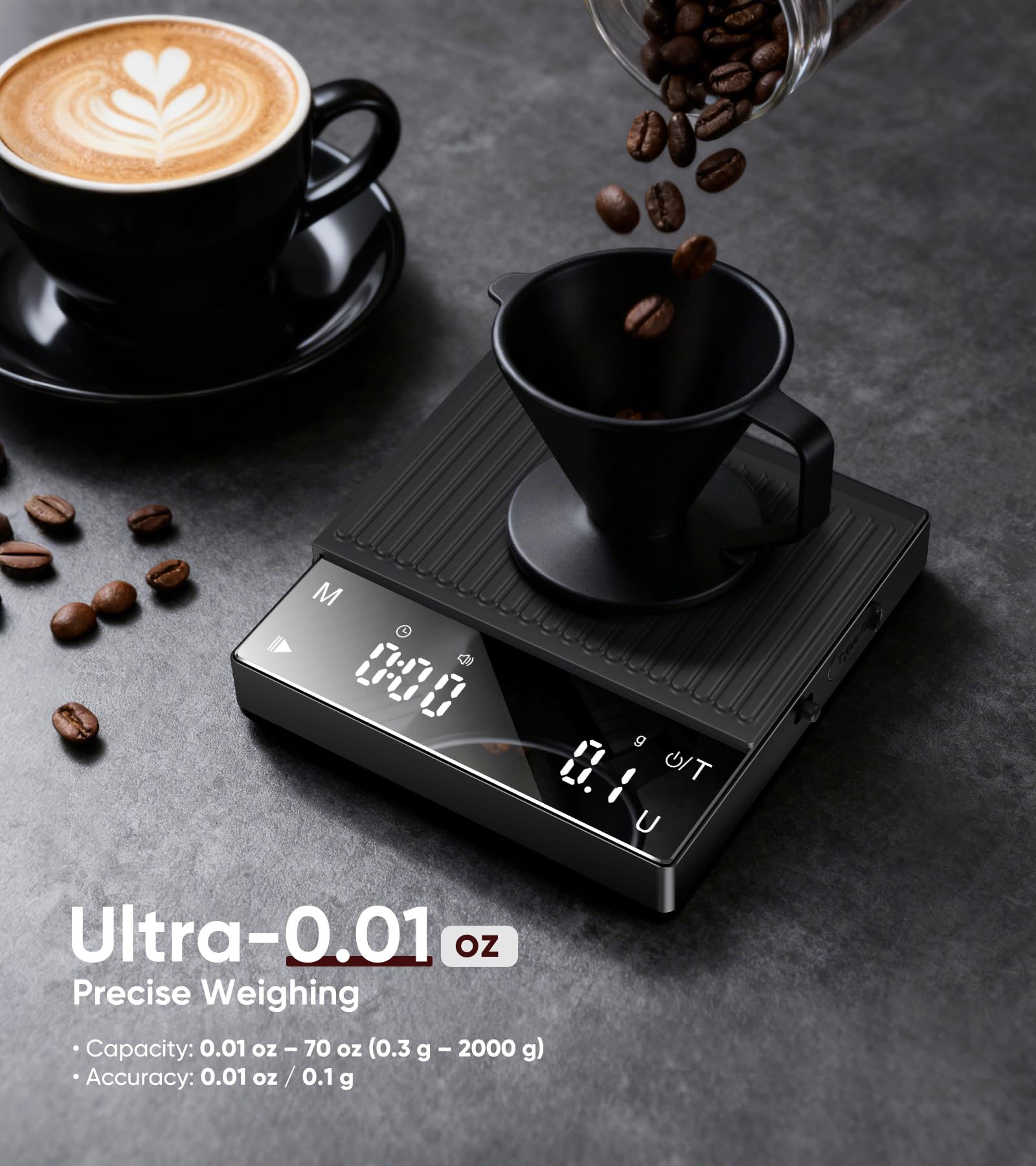 ApeWeghr Mini Espresso Scale under-machine setup for small counters.
