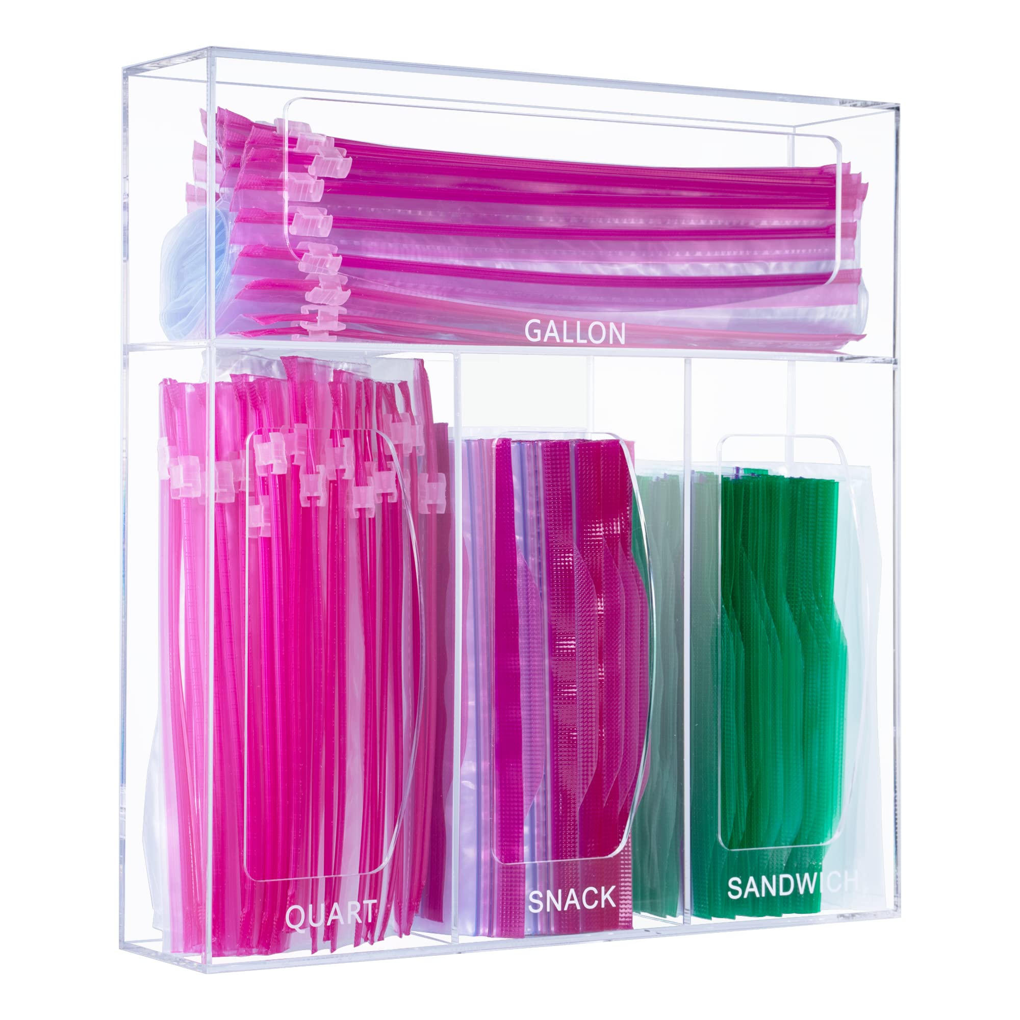 Aphbrada acrylic bag storage organizer in a drawer, easy to see contents at a glance.