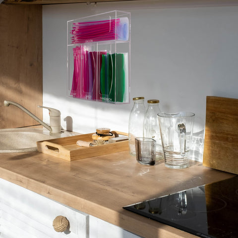 Aphbrada clear bag organizer helps keep the drawer neat and organized.