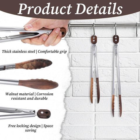 Aphumedc 15in walnut-tip tongs offering extended reach for grilling.