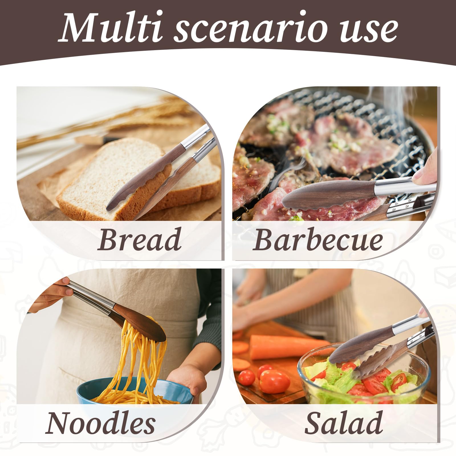 Aphumedc two-size-set-tongs versatile for cooking and serving.