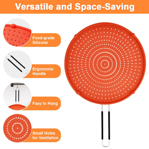 Apidgrowth silicone splatter screen doubles as a kitchen tool