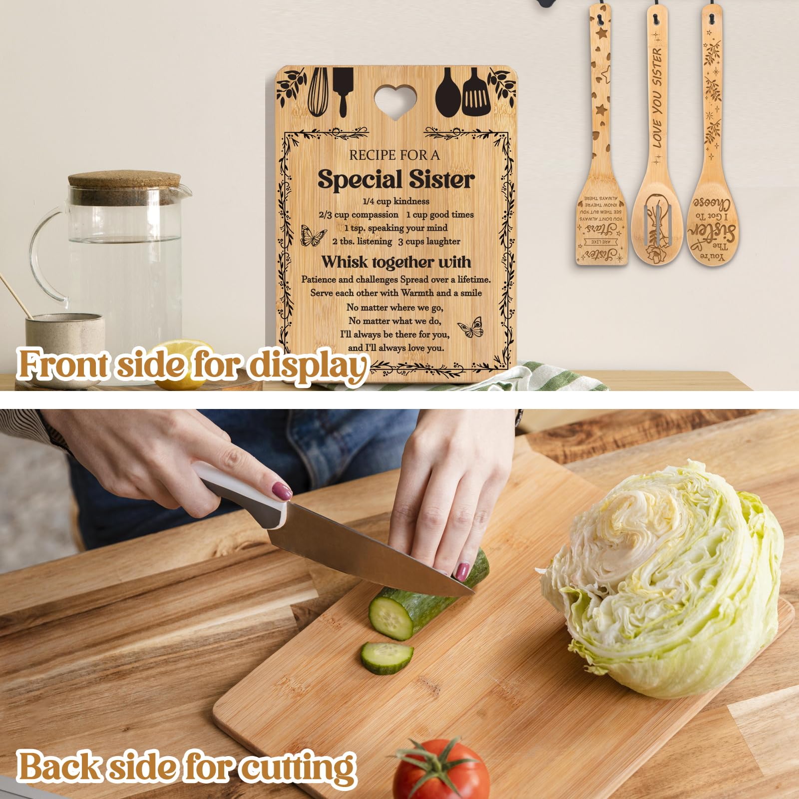 Apjielop Bamboo Colander Engraved set for durable daily draining.