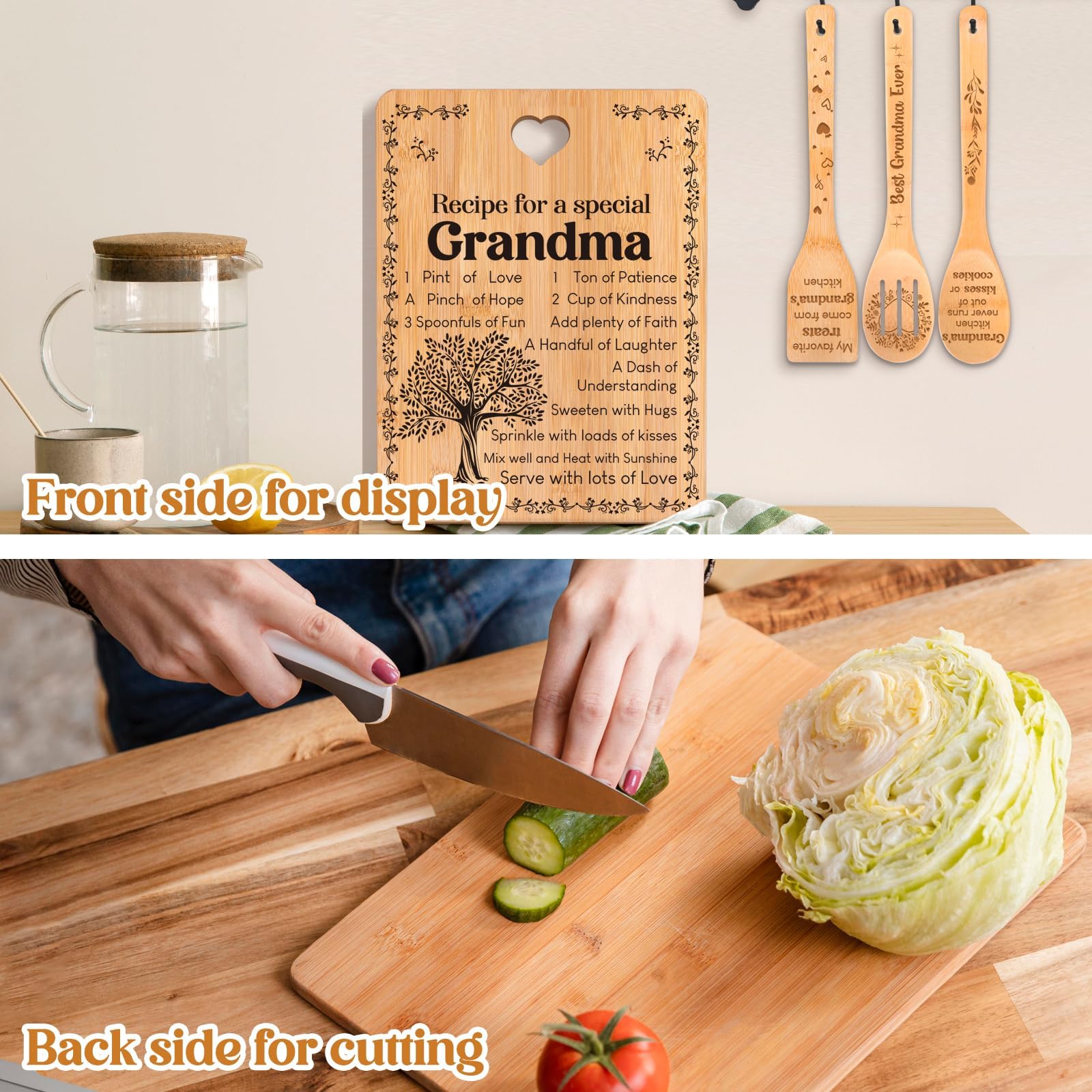 Apjielop gift-ready cutting board, perfect grandma gift for Christmas or birthday.