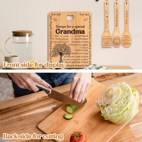 Apjielop gift-ready cutting board, perfect grandma gift for Christmas or birthday.