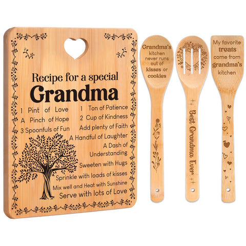 Apjielop grandma cutting board with touching quotes closeup, a keepsake kitchen gift.