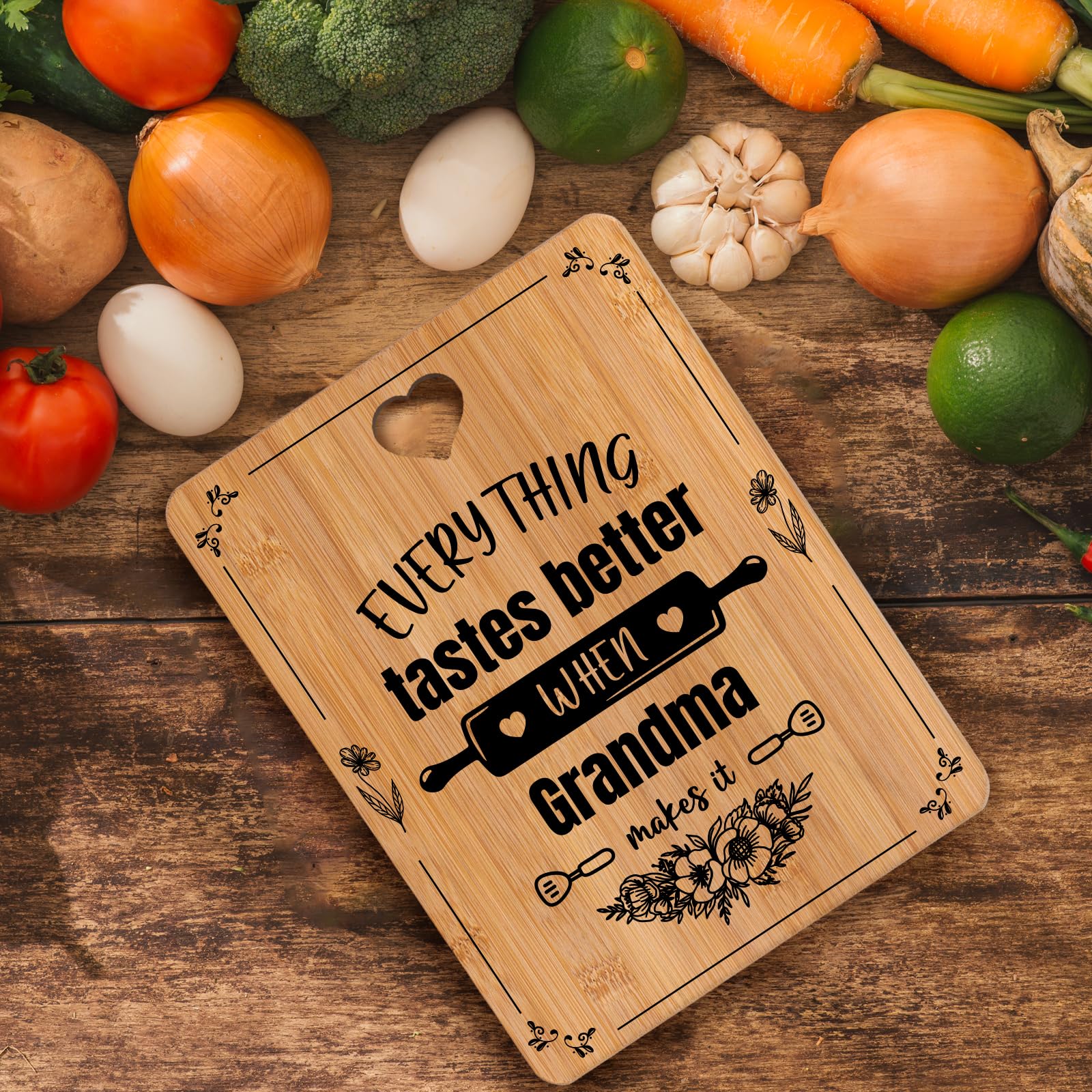 Apjielop grandma gift bamboo board with laser design, thoughtful keepsake.