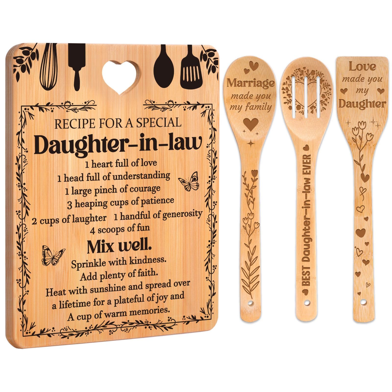 Apjielop Recipe Special Daughter-in-Law cutting board with engraving, ideal for prep and display