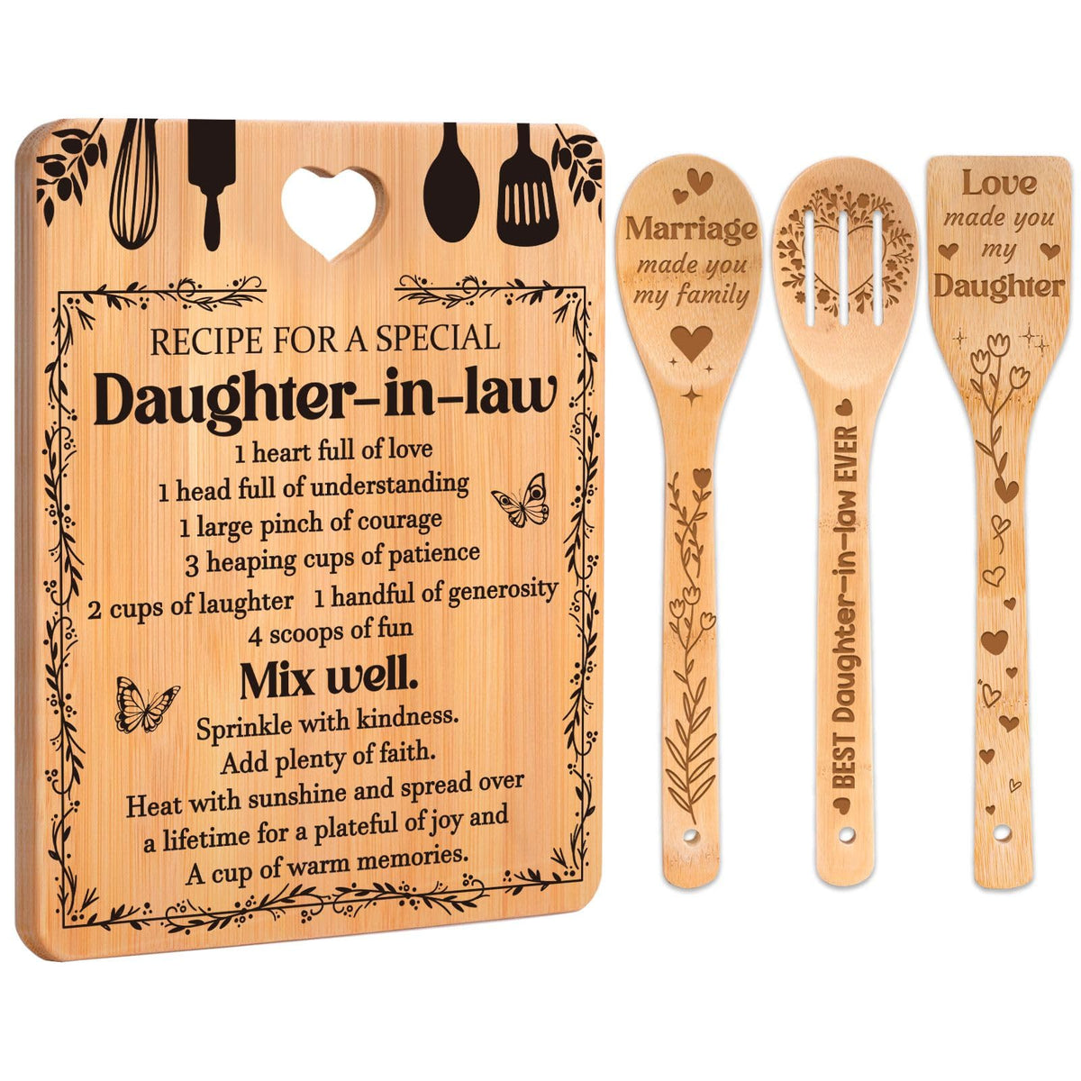 Apjielop Recipe Special Daughter-in-Law cutting board with engraving, ideal for prep and display