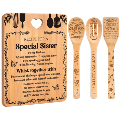 Apjielop Sister Cutting Board engraved with a heartfelt message for a meaningful gift.