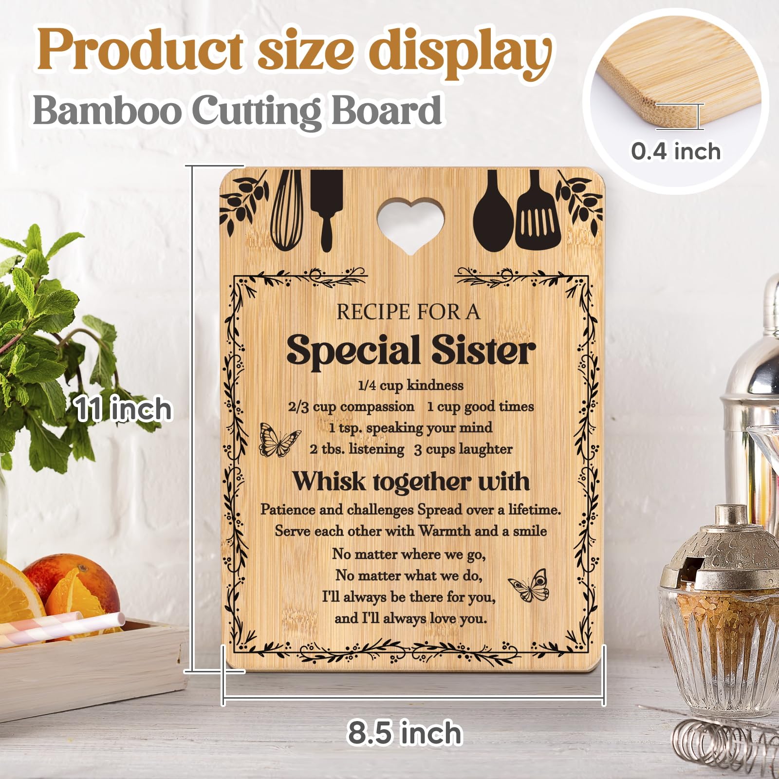 Apjielop sister gifts from sister cutting board design enhances kitchen decor.