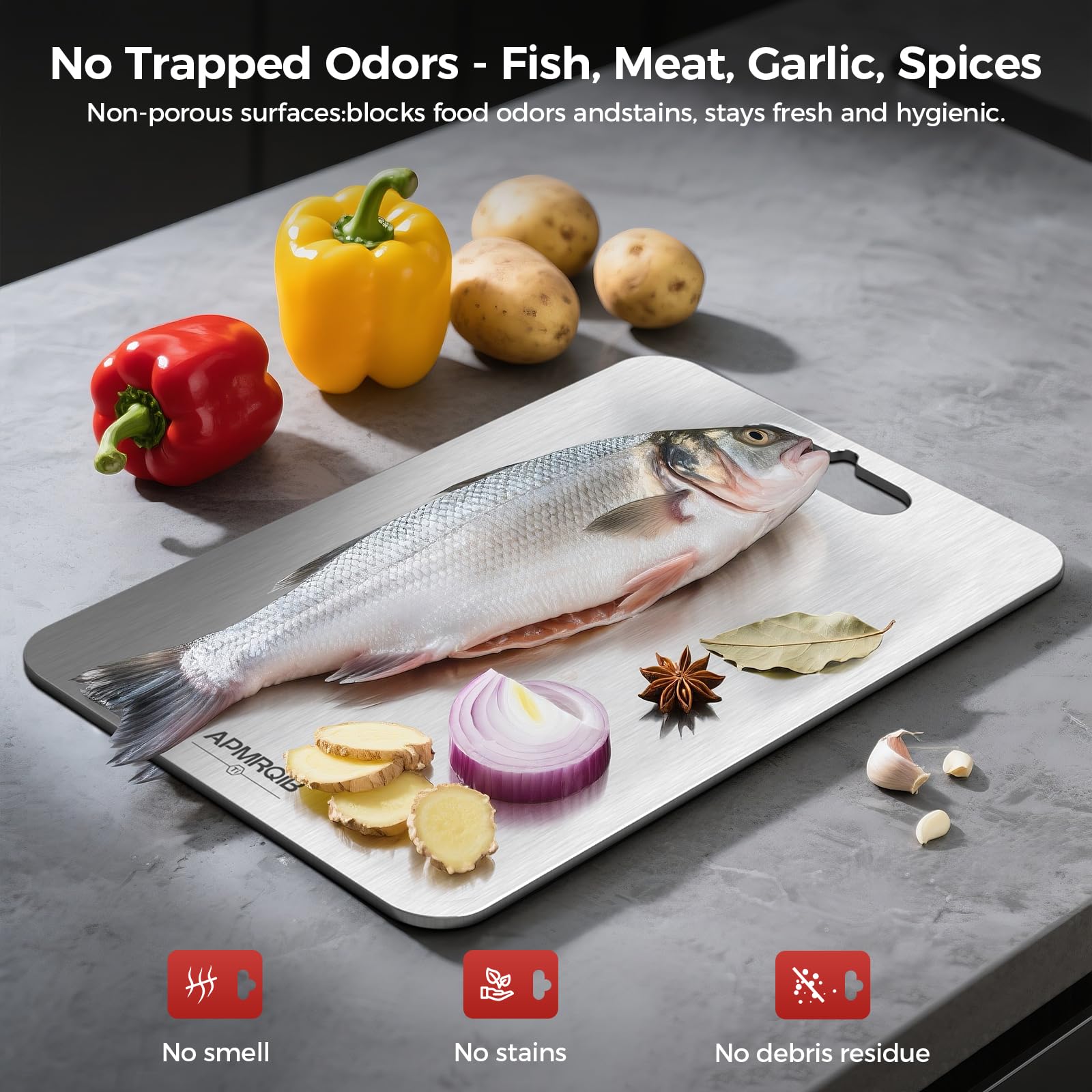 APMRQIB titanium cutting board stain-resistant surface keeps prep area clean