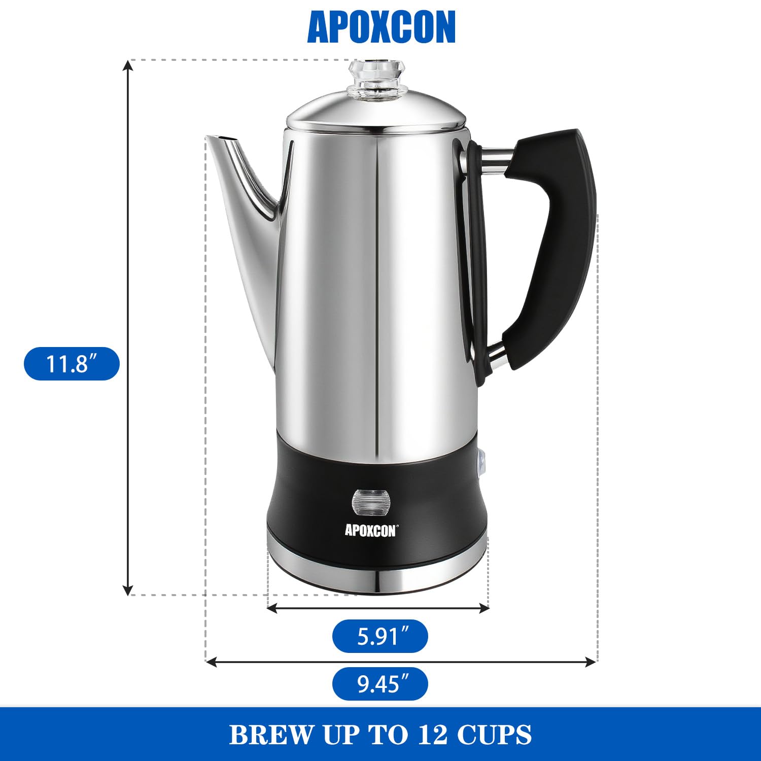 APOXCON clear glass knob highlights brew progress for adjustable strength