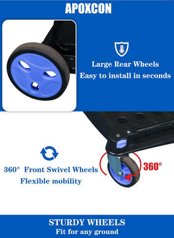 APOXCON four rugged wheels provide stable movement across surfaces