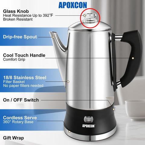 APOXCON keep-warm function maintains warmth after brewing