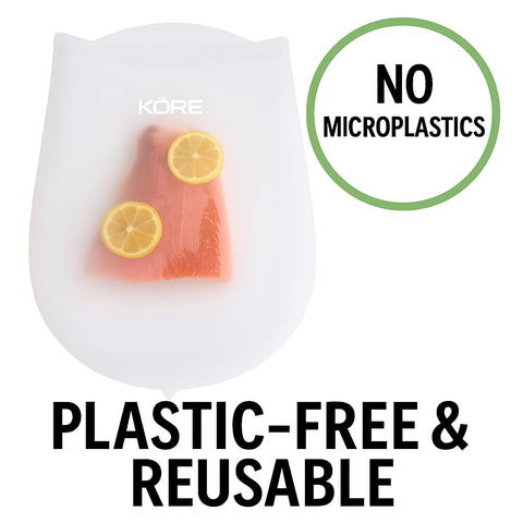 AppleKoreLiving silicone bags with water displacement; no pump needed.