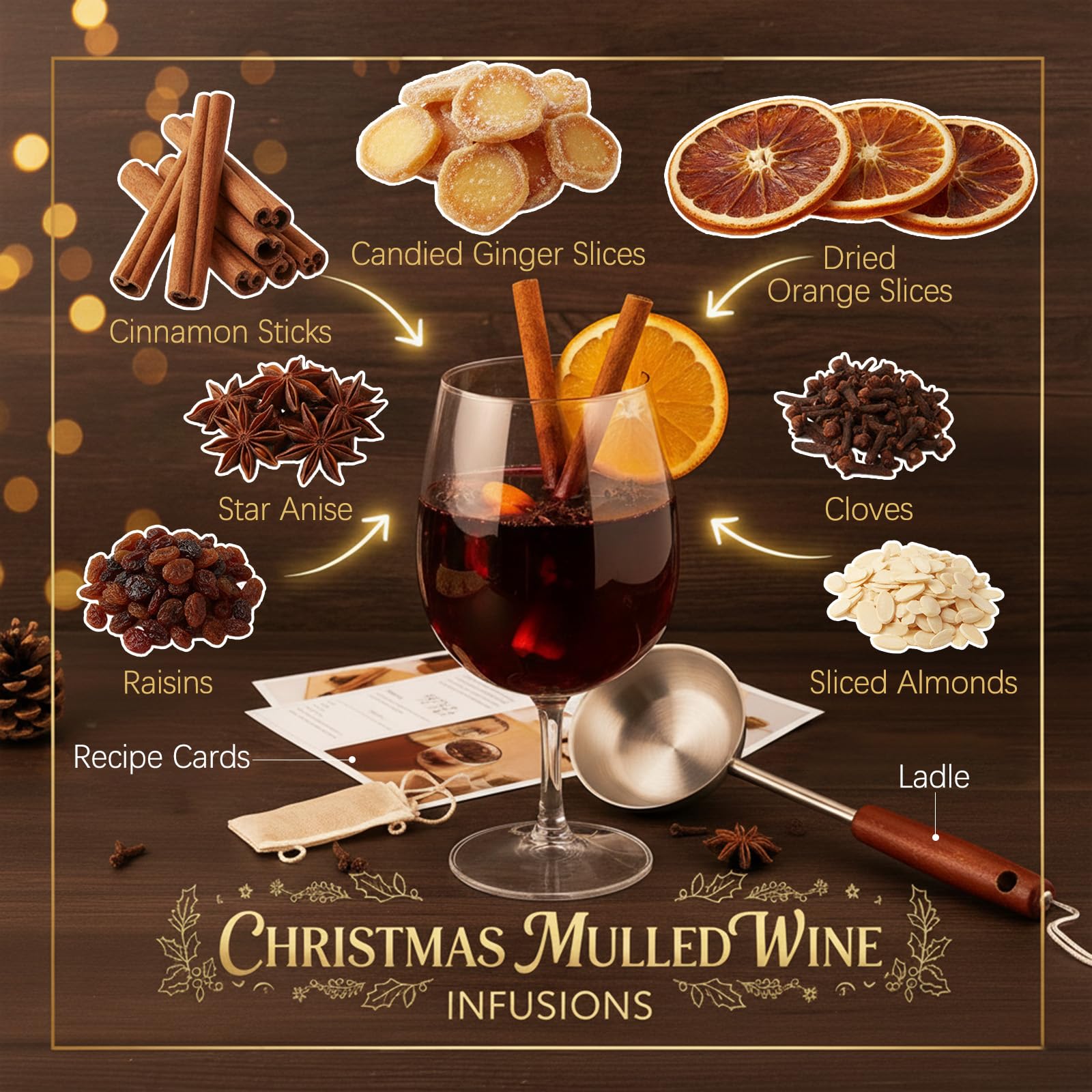 Apragaz Mulled Wine Spices Kit orange slices ready for infusion in warm drinks.
