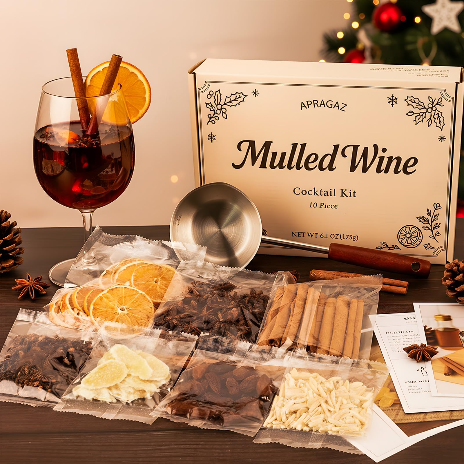 Apragaz Mulled Wine Spices Kit close-up of spices for rich aroma and balanced flavor.