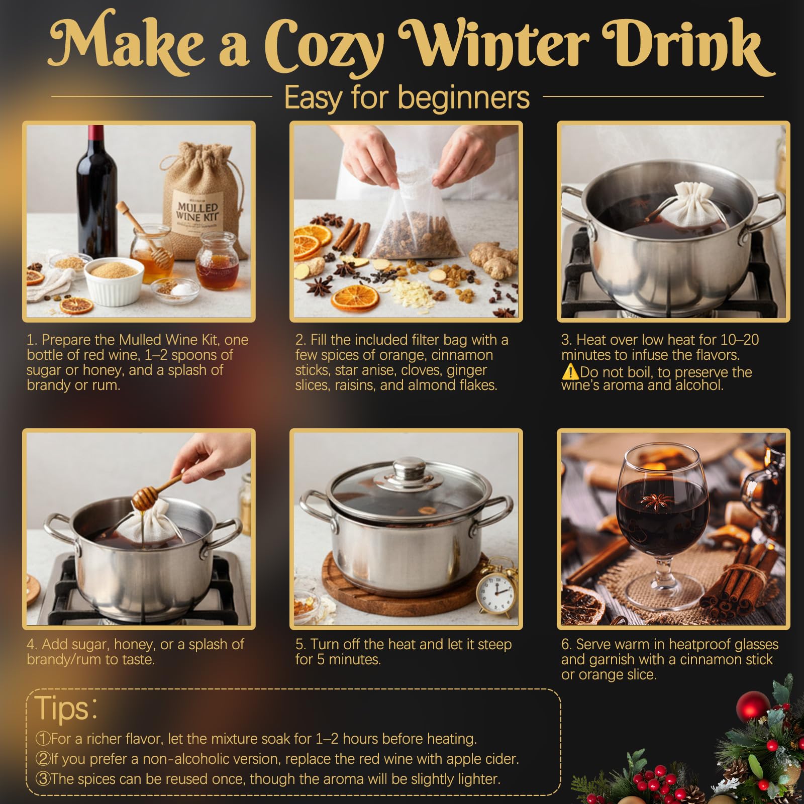 Apragaz Mulled Wine Spices Kit star anise ready to flavor holiday beverages.