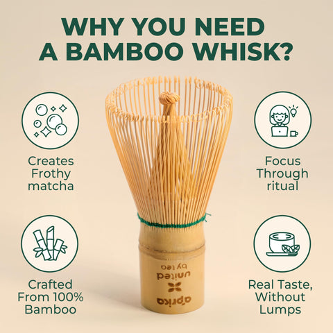 Aprika Life bamboo whisk handmade by artisans for authentic rituals