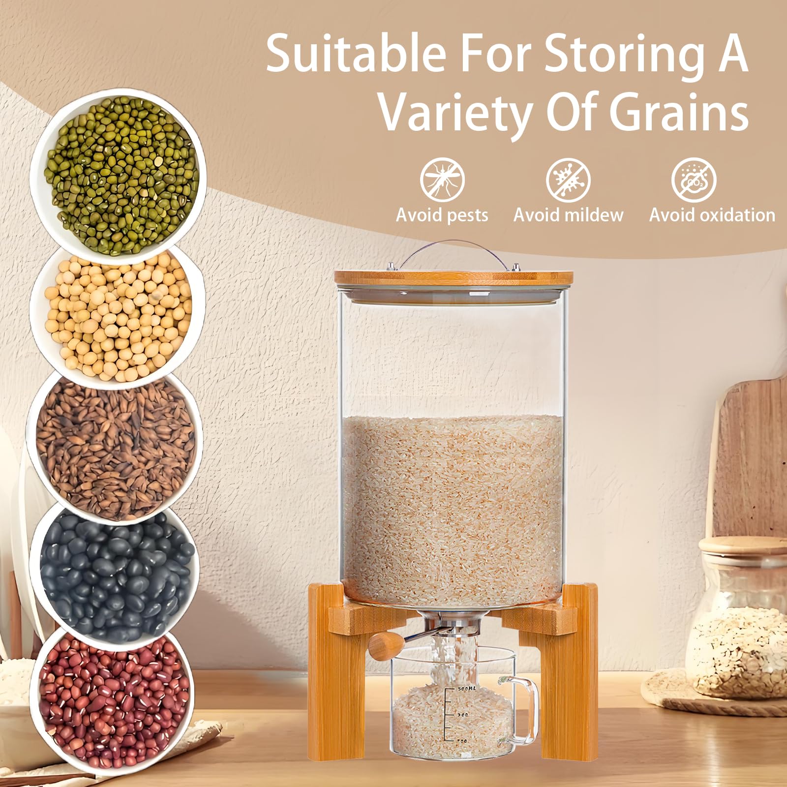 Aprilhp cereal container with airtight lid preserves freshness and reduces spills