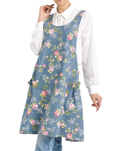 APRONNER Cozy Cross Back Apron with rose flower pattern protects clothing while cooking