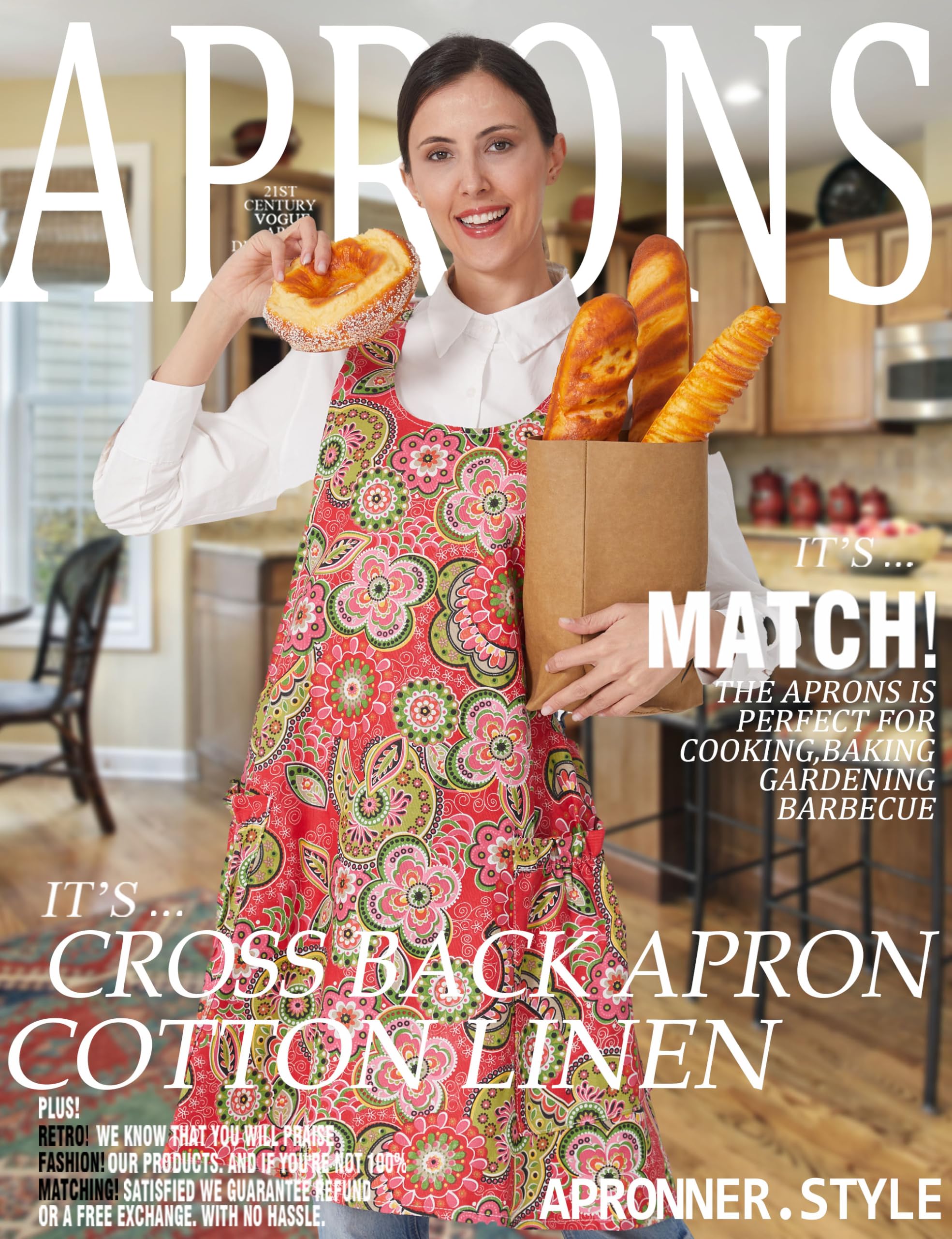 APRONNER apron pockets closeup shows practical storage while cooking or baking.