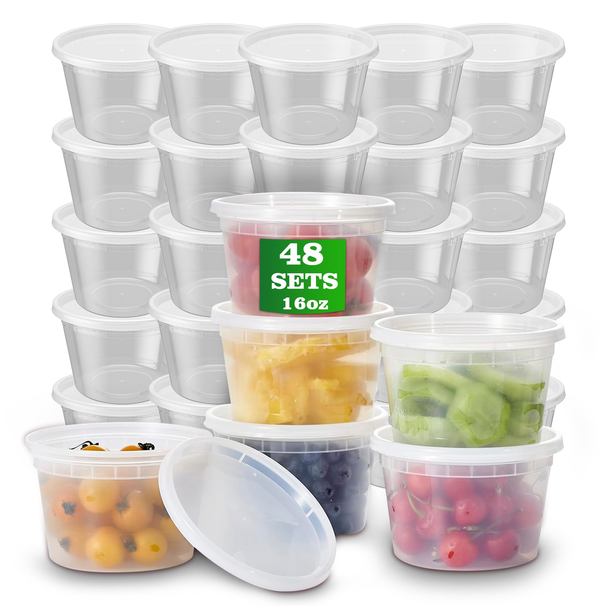 APSIC 48-pack 16oz deli containers with lids for reliable takeout