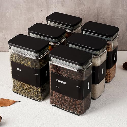 APT 1101 rectangular glass jars neatly lined on a shelf save space