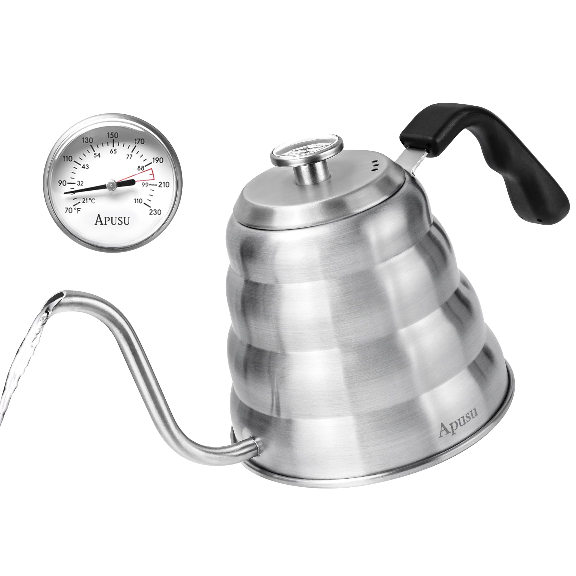 Apusu gooseneck kettle with precise pour for balanced extraction.
