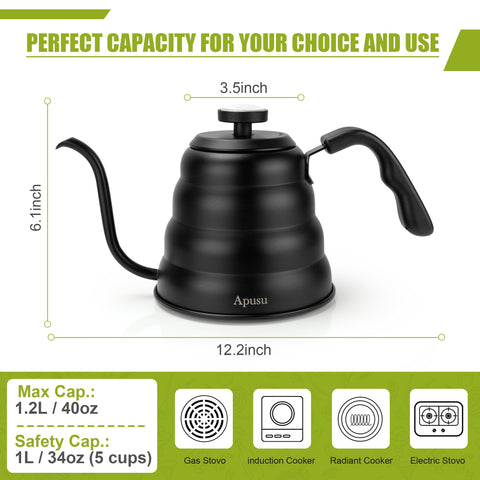 Apusu tea kettle anti rust base heats quickly and evenly