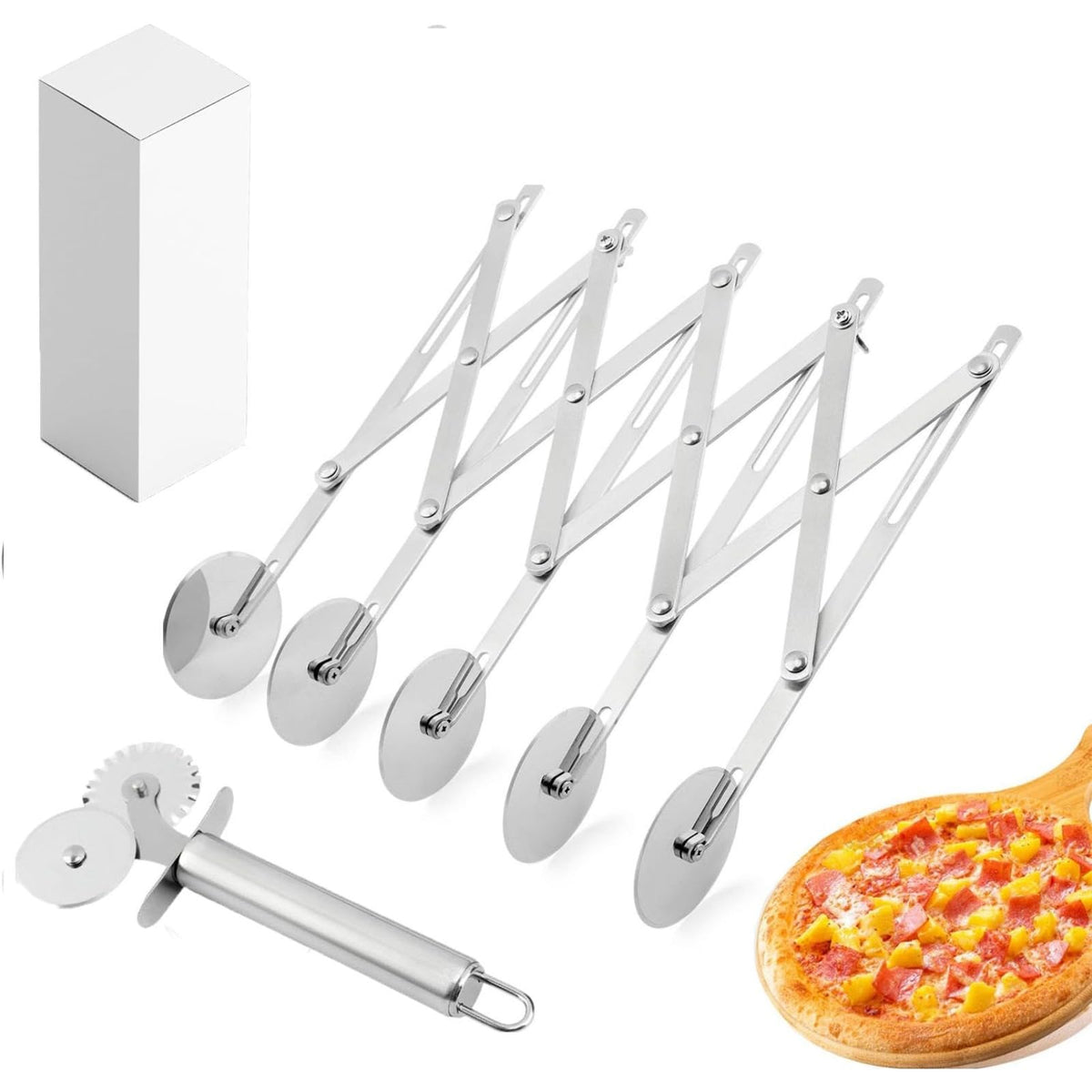 AQEENURA double roller wheel cutter for precise, even pizza slices at home