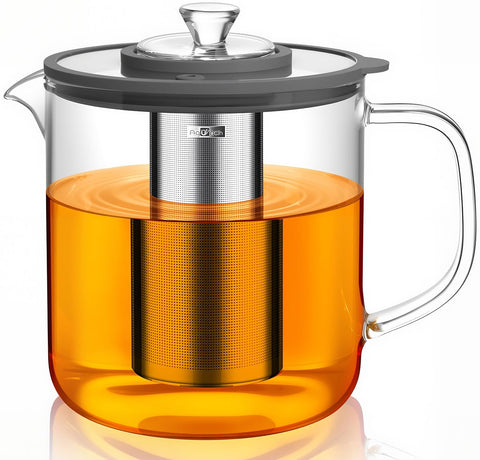 Aquach 68oz glass teapot with infuser brewing loose leaf tea for pure flavor