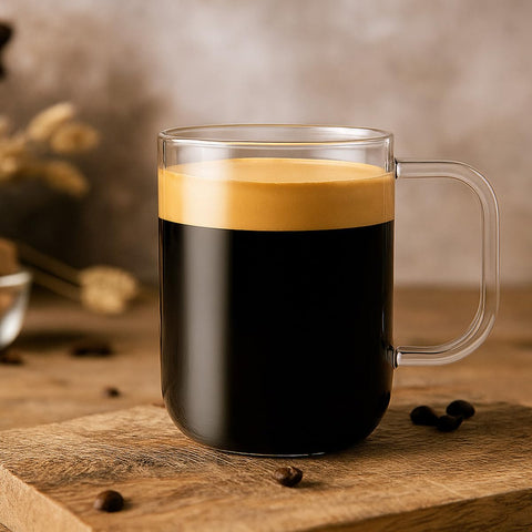 Aquach borosilicate glass clarity showcases latte layers and tea colors.
